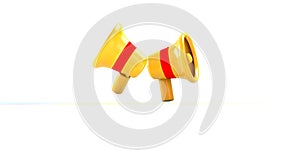 3D Yellow and Red Megaphones