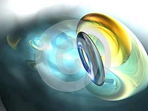 3D Yellow Sphere Abstract Render Silver Blue