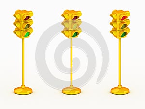 3d yellow traffic light