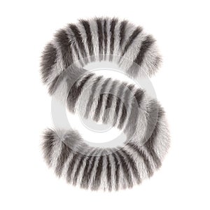 3d Zebra creative cute cartoon fur letter S