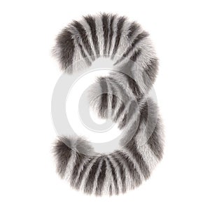 3d Zebra creative decorative fur number 3