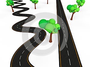 3d zigzag vs straight road