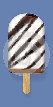 3Demian Icecream popsicle with zebra print on blue background