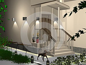 3dmax entrance zone of a house