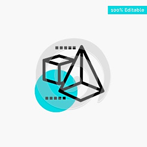 3dModel, 3d, Box, Triangle turquoise highlight circle point Vector icon
