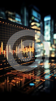 3Drender of financial stock market graph and candlestick chart