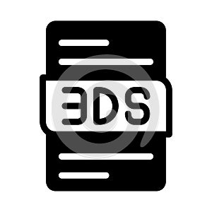 3ds format file type icons. document extension symbol icon. with a black fill outline design