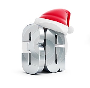 3G sign Santa Hat, 3G cellular high speed data wireless connection. 3d Illustrations