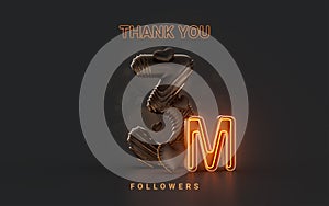 3m follower celebration banner on dark background