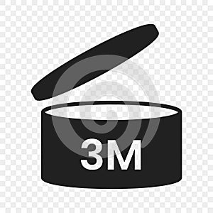 3m period after open pao icon sign flat style design vector illustration isolated on transparent background.