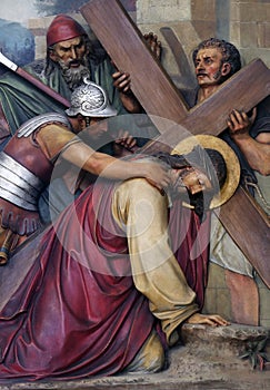 3rd Stations of the Cross, Jesus falls the first time