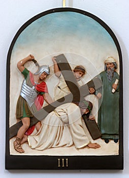 3rd Stations of the Cross, Jesus falls the first time