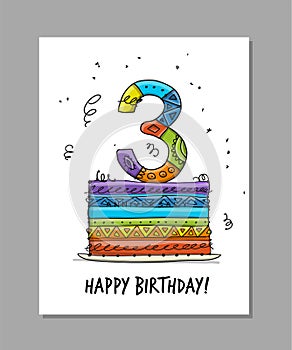 3th anniversary celebration. Greeting card template