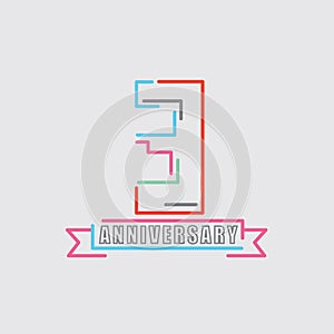 3th Years Anniversary Logo Birthday Celebration Abstract Design Vector