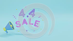 4.4 Sale Promotion Banner Background for Product display or Social Media Banner. Sale Text Font and Megaphone 3D Illustration
