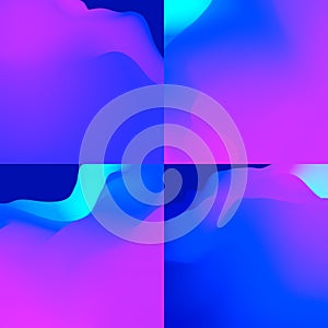 4 Abstract Backgrounds set. Vibrant ulrta violet gradient.