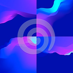 4 Abstract Backgrounds set. Vibrant ulrta violet gradient.