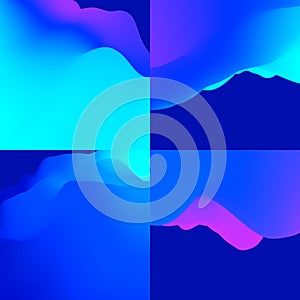 4 Abstract Backgrounds set. Vibrant ulrta violet gradient.