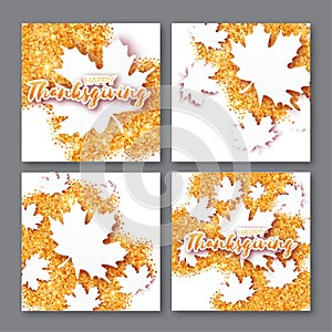 4 Autumn Greetings card with Happy Thanksgiving Day title.