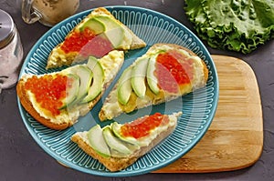 4. Avocado And Red Caviar Sandwiches