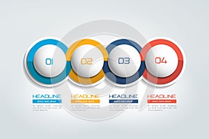 4 business elements banner, template. 4 steps design, chart, infographic, step by step number option, layout.