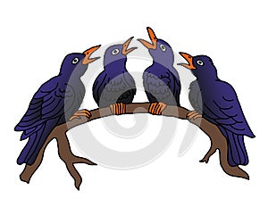 4 calling birds ready to sing the 12 days of Christmas