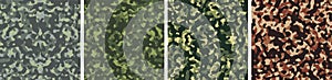 4 Camouflage Background Set Pattern Design Vector