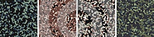 4 Camouflage Background Set Pattern Design Vector