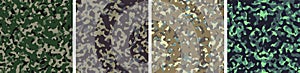 4 Camouflage Background Set Pattern Design Vector