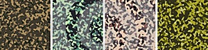 4 Camouflage Background Set Pattern Design Vector