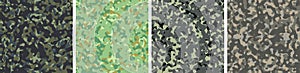 4 Camouflage Background Set Pattern Design Vector