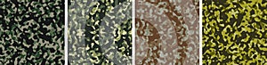 4 Camouflage Background Set Pattern Design Vector