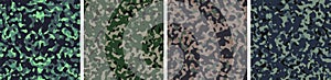 4 Camouflage Background Set Pattern Design Vector