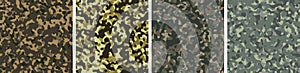 4 Camouflage Background Set Pattern Design Vector