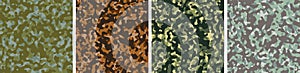 4 Camouflage Background Set Pattern Design Vector