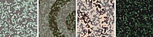 4 Camouflage Background Set Pattern Design Vector