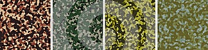 4 Camouflage Background Set Pattern Design Vector