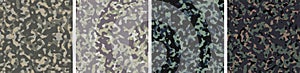 4 Camouflage Background Set Pattern Design Vector