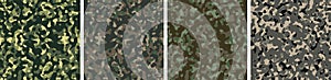 4 Camouflage Background Set Pattern Design Vector