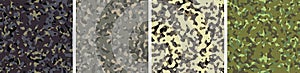 4 Camouflage Background Set Pattern Design Vector