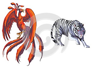 4 Chinese mythical creature gods set 1 - Tiger and