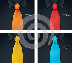 4 color variables of shirt and tie illustration, black shirt