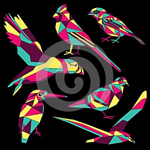 4 colored birds