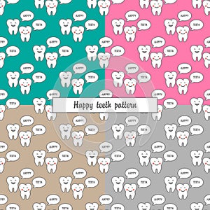 4 colors happy teeth pattern