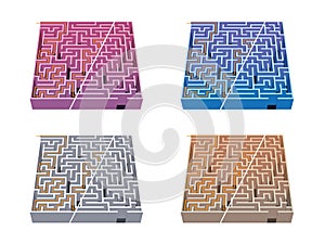 4 colors maze 1 with solution for kids