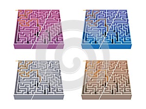 4 colors maze 2 with solution for kids