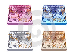 4 colors maze 3 with solution for kids