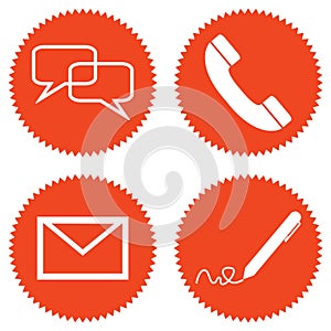 4 Contact Buttons red for Business or Web