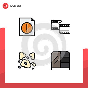 4 Creative Icons Modern Signs and Symbols of alert, pollution, filam, air, interior