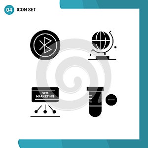 4 Creative Icons Modern Signs and Symbols of bluetooth, marketing, network, globe, board